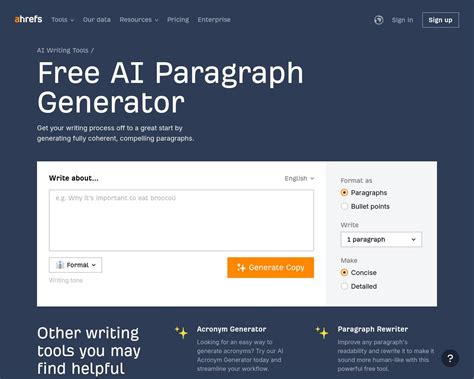 ahrefs paragraph generator|Free AI Writing Tools .